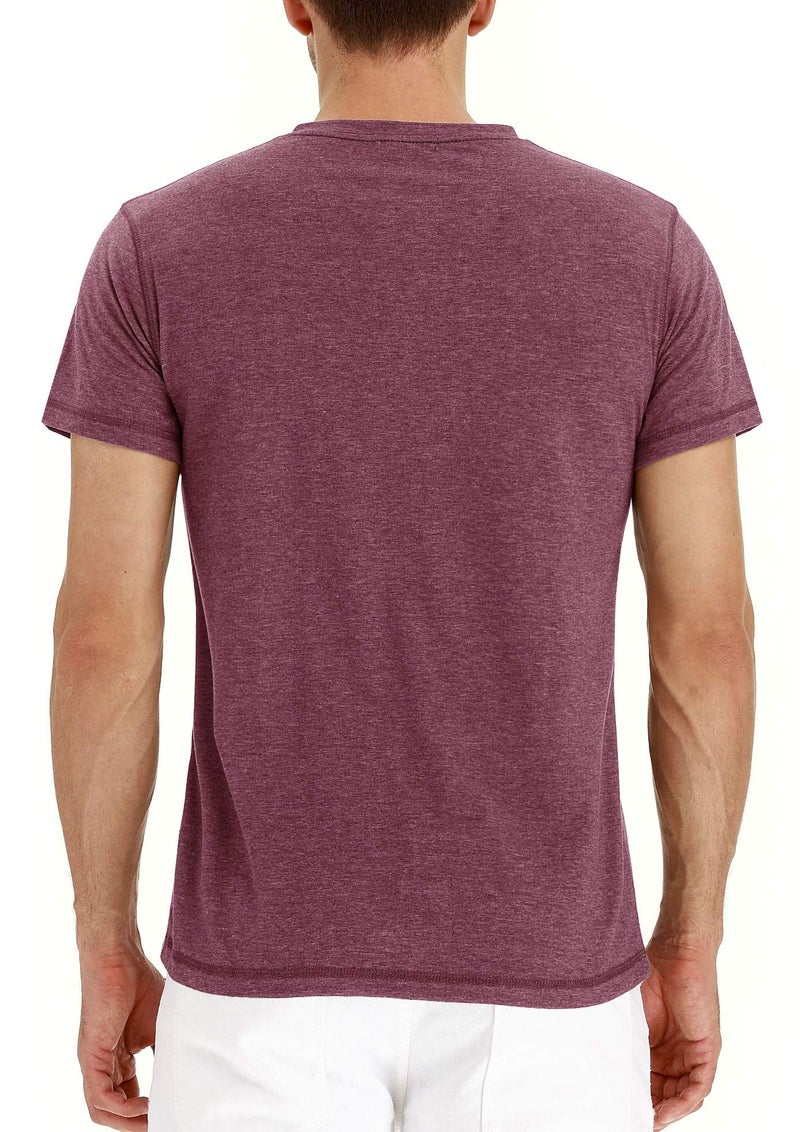 NITAGUT Mens Fashion Casual Front Placket Basic Short Sleeve Henley T-Shirts (M, 00 Vg-Red) - Image 3